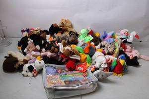 lot 182 image: Collection of 50 Beanie Babies and Collectors Cards with Case