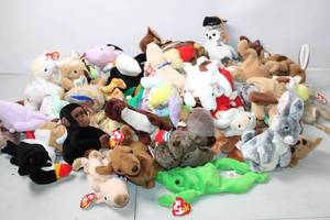 lot 183 image: Collection of 50 TY Beanie Babies Assorted Animal Plush Toys