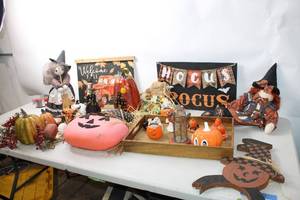 lot 205 image: Halloween and Fall Decor Collection - Assorted Seasonal Decorations
