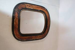 lot 272 image: Antique Wooden Framed Oval Mirror with Wall Hanging Rope