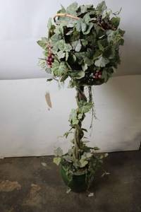 lot 223 image: Artificial Topiary Plant with Grapevine Decoration in Green Pot