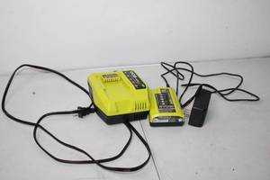lot 231 image: Ryobi 40V Lithium Battery Charger and Power Supply Set