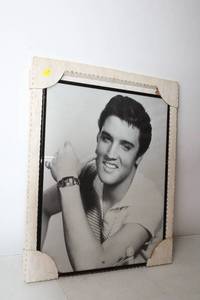 lot 258 image: Elvis Presley Framed Black and White Portrait Poster
