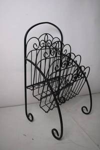 lot 261 image: Decorative Black Metal Magazine Rack