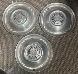 lot 3 image: lot of 3 1950s Packard hub caps