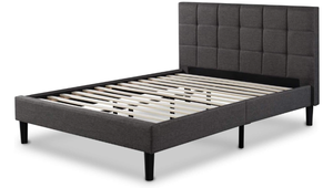 lot 57 image: Queen Size ZINUS Lottie Upholstered Platform Bed Frame, Mattress Foundation