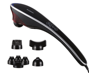 lot 108 image: Brookstone Handheld Percussion Body Massager, 4 Vibration Modes, 5 Interchangeable Heads