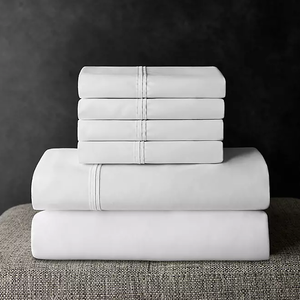 lot 119 image: 6PCS Queen Size Members Mark Hotel Premier Collection 700-Thread-Count Solid Egyptian Cotton Sheet Set