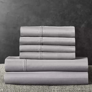 lot 122 image: 6PCS King Size Members Mark Hotel Premier Collection 700-Thread-Count Striped Egyptian Cotton Sheet Set