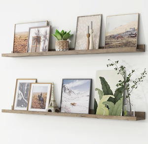 lot 367 image: 2PCS Flyjoe Picture Ledge Shelf, Floating Shelves Set, Long Large Nursery Book Shelves for Toys Storage