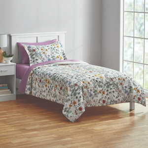 lot 397 image: 5PCS TwinTwin XL Mainstays Reversible Bed in a Bag Comforter Set with Sheets