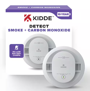 lot 610 image: Kidde 10-Year Battery Powered Smoke and Carbon Monoxide Detector with Alarm LED Warning Lights