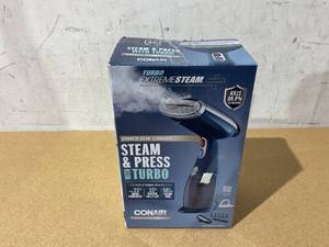 lot 245 image: Conair Handheld Garment Steamer for Clothes, Turbo Extreme Steam 1550W, Portable Handheld Design, Strong Penetrating Steam GS38R