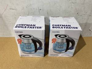 lot 251 image: LOT OF 2 Chefman Fast-Boil 1.2L Electric Kettle with Tea Infuser