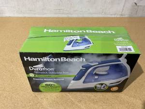 lot 258 image: Hamilton Beach Full-Size Durathon Iron, White,  Model# 19800