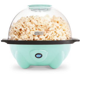 lot 265 image: LOT OF 2 Dash 4.5 Qt. Stirring Electric Popcorn Popper with Lid for Serving Bowl & Convenient Storage, 18 Cups  Aqua