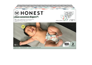 lot 268 image: The Honest Company, Clean Conscious Disposable Baby Diapers, Size 2, 100 Count