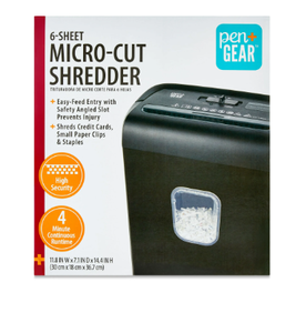 lot 275 image: PenGear 6-Sheet Micro-cut PaperCredit Card Shredder with 3.4 Gallon Bin, Black,Home and Office use