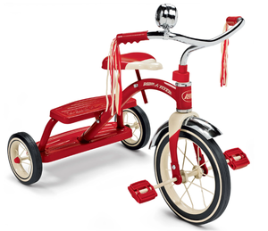 lot 153 image: Radio Flyer, Classic Red Dual Deck Tricycle, 12 Front Wheel