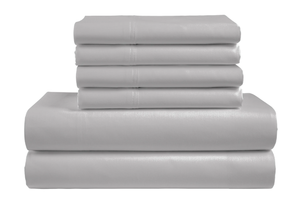 lot 432 image: 6PCS Full Size Color Sense 800 Thread Count Silver Cotton Rich Adult Bed Sheet Set