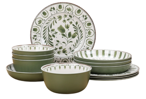 lot 440 image: 12PCS Better Homes & Gardens Bamboo Melamine Dinnerware Set
