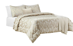 lot 674 image: 5PCS King Size Mainstays Gold Floral Comforter Set