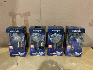 lot 143 image: LOT OF 4 Waterpik PowerPulse Massage Hand Held Shower Head, XSP-753E