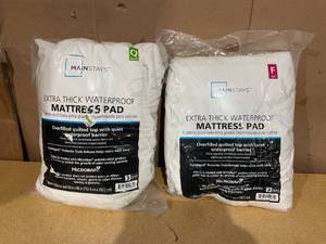 lot 157 image: LOT OF 2 Full&Queen Size Mainstays Extra Thick Waterproof Mattress Pad