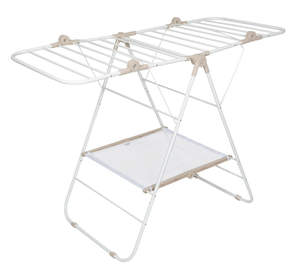lot 305 image: Mainstays Folding Steel and Mesh Freestanding Wing Clothes Drying Rack