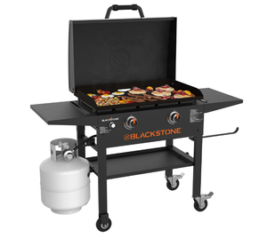 lot 9 image: Blackstone 2-Burner 28 Propane Griddle with Hood and Omnivore Griddle Plate