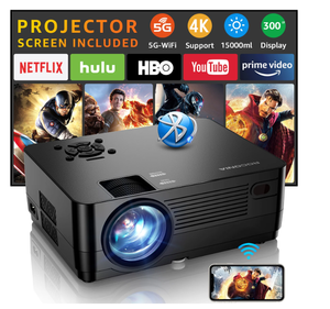 lot 26 image: ROCONIA 5G WiFi Bluetooth 4K Support Native 1080P, 15000LM Full HD Movie Projector