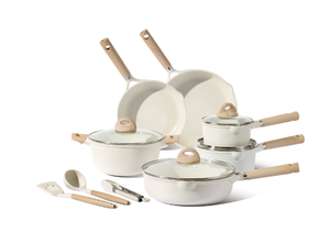 lot 28 image: Carote Nonstick Pots and Pans Set,13pcs Induction Kitchen Cookware Sets White Granite