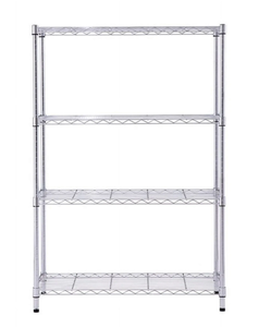 lot 689 image: Hyper Tough 4 Tier Wire Shelf Unit, Chrome, 1400 lb. Capacity