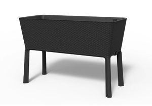 lot 702 image: Keter 19.4 x 44.9 x 29.8 Durable Resin Raised Garden Bed with Self-Watering and Drainage System, Black