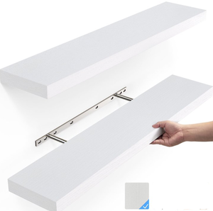 lot 490 image: 2PCS Ophanie 22.5 Inch Wood Floating Shelves Wall Mounted Shelves
