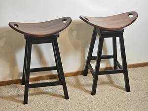 lot 13 image: Beautiful Saddle Seat Barstools (Pair)
