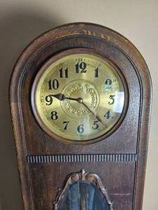 lot 9 image: German 2 Weight  6 ft. Grandfather Clock