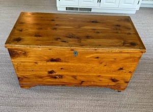 lot 147 image: Rustic Cedar Chest on Brass Caster Feet