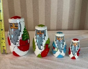 lot 135 image: Adorable Vintage Russian Nesting Dolls - Santa Claus