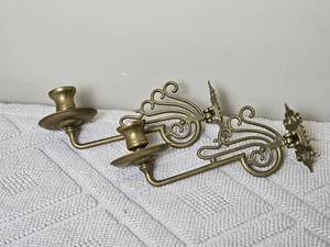 lot 94 image: Baroque Brass Candle Sconce Pair