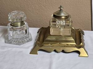 lot 69 image: Awesome Vintage Inkwell Pair