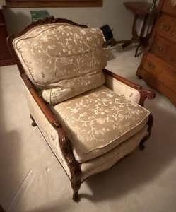 lot 19 image: Satin Upholstery French Bergere Armchair