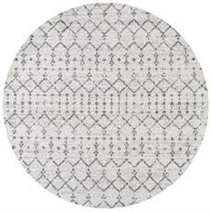lot 23 image: Moroccan HYPE Boho Vintage Diamond CreamGray 6 Round Area Rug