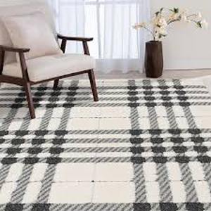Shag Black and White 5 ft. x 7 ft. Menswear Polypropylene Area Rug