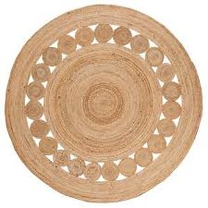 lot 62 image: Natural Fiber Beige 5 ft. x 5 ft. Round Border Area Rug