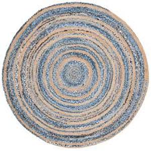 lot 66 image: Cape Cod BlueNatural 5 ft. x 5 ft. Round Distressed Striped Area Rug