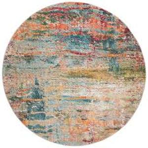 lot 67 image: Monaco TealOrange 5 ft. x 5 ft. Abstract Round Area Rug