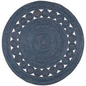 lot 68 image: Natural Fiber Navy 5 ft. x 5 ft. Border Woven Round Area Rug