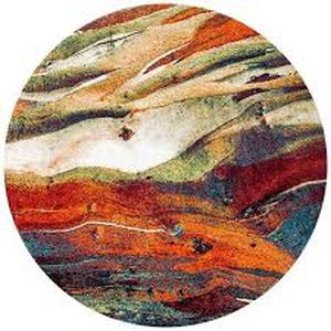 lot 74 image: Glacier RedGreen 7 ft. x 7 ft. Geometric Round Area Rug