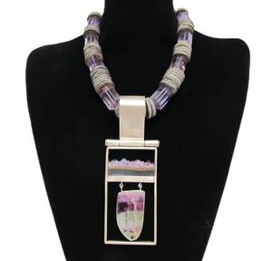 Monumental Sterling Silver &amp; Amethyst Pendant Necklace by Bond Blackman "Bond's Jewels"